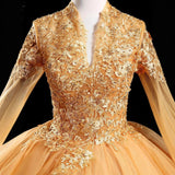 Performance Suit V-Neck 2025 New Color Yarn Vocal Art Canopy Skirt Host Dress Woman Retro