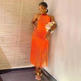 Women's Summer New Hanging Neck Banded Skirt Sexy Tidew Sleeveless Back Temperament Dress