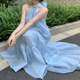 New Girl Feeling Solid Color Sweet Sleeveless Dress Dress Loose Age-Sensitive Atmosphere Long Dress