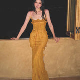 Vietnamese Handmade Three-Dimensional Petal Sling Skirt 2024 Autumn New Temperament Fish Bone Corset Corset Dress