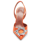 Orange Sardine Slingbacks High-Heeled Banquet Fashion Singles Tip-Tip And Water Drill Buckle High Quality Shoes