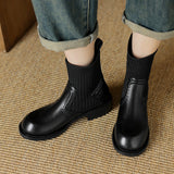 Large-Size Boots Knitted Skinny Short Boots Women's 2024 New Heel Socks Boots High Quality Shoes