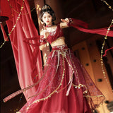 Red Flame Of The Female Hans Clothing Female Dunhuang Wind Wind Wind Cloak Corset Half Skirt Suit 9073