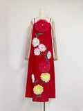 Large Flower Three-Dimensional Decoration Splicing 2025 New Solid Color Sling Skirt Loose Dress