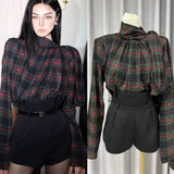 Belt) Zhao Sanguan Plaid Shirt Women 2025 Retro Plaid Shirt / High-Waisted Shorts