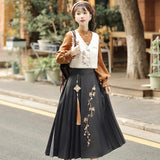 Maple Chinese Costume Chinese Style Improvement Han Element Vest Shirt Half Skirt Set 8959