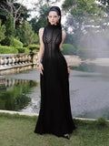 2025 Round-Necked Long-Sleeved Umbrella Dress Inside Lace Dress