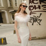 Tset Skirt Women's New Summer 2025 V-Neck Fur Fishtail Skirt DJPT