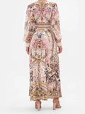Niche Brand CML Retro Goddess Fairy Print V Collar Sexy Big Swing Flowing Dress