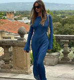 Women's Clothing Explosion 2025 New Solid Color Horn Sleeve Dress DJPT