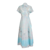 2025 Summer New V-Neck Print Short-Sleeved Shirt + High-Rise Half-Dress Suit Woman