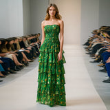 Seaside Resort Lotus Leaf Dress 2025 Spring New Tectonic Long Print Loose Waist Dress Dress Woman