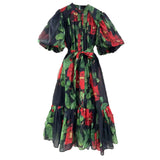 Style Dress 2025 Summer New Fashion Single-Dbutton Bubble Cuffs With Waist Dress