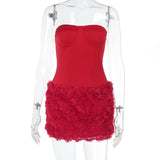 Spring 2025 New Short Skirt Famous Style Temperament Sexy Three-Dimensional Flower Texture Bosom Skirt DJPT