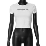 Women's Clothing 2024 New Solid Color Collar Repair Body Umbilical Tops Print Bare Back Short Sleeves DJPT