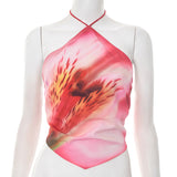 Women's Summer New Sexy Sleeveless Hanging Neck Print Top DJPT