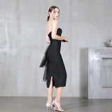 Banded Dress Summer New Temperament Sex High-Waisted Dinner Dress Brat Mesh Dress