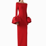 Women's First-Word Collared Tidly Cuff Long-Sleeved Long-Sleeved Dress DJPT