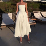 Sexy Women's Summer Wearing A Fish Bone Thoracic Dress Pure Style Hot Girl Repair In The Back Of The Long Dress HZ0628