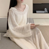 Hooded Knitted Shirt In Autumn 2024 New Soft-Cuckle Loose Coat
