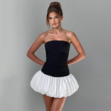 Spring 2025 New Style Temperament Sexy Body-Bossed Bubble Sleeve A Swing Dress Woman DJPT