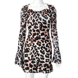 Women's Mesh Splicing Horn Long Sleeves To Close The Waist Sexy Ass Skirt DJPT