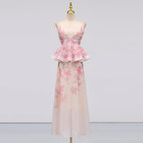 Style Long Print Sling Skirt 2025 New Lotus Leaf Side To Receive Waist High Dress Women's Summer