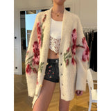Rose Loose Knitted Woolen Cardigan Warm Coat 24 Autumn And Winter New