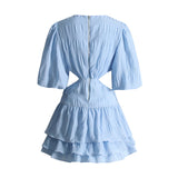 Retro Clodress 2025 Summer New V-Neck Lantern Sleeve Sexy High-Waisted Waist-High Waist Dress