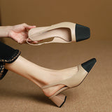 Korean Version Of The Small Side Of The Square Head Coarse Heel Women's Shoes After The Stumbling Sandals Back Empty Single Shoes Women High Quality Shoes