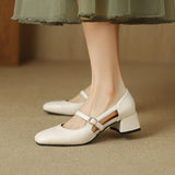 Size Size Mary Jane Shoes Hollow Coarse Sandals Women's Summer New Buckle With Heel Women's Shoes High Quality Shoes