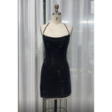 POLLY Sexy Hot Diamond Hanging Neck Sexy Dress Small Design Tight Waist Bra Bag Hip Skirt