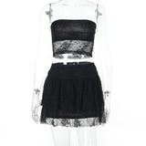 Hot Vintage Lace Personality Trend Design Luo Umbilized Bosom Skirt Suit DJPT