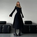Summer 2025 New Temperament Elegant Long Sleeve Tie Strap A Swing Dress Girl DJPT