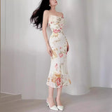 Summer 2025 New Long Dress Hanging Net Mesh Fishtail Pure Desire Dress Woman DJPT