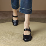 Retro Coarse Single-Shoe Women's Head High Heel 2024 New Women's Shoes With A Word With A Shallow Mouth Small Leather Shoes High Quality Shoes