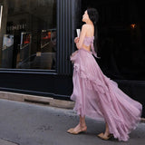 Summer New Net Red With The Same Purple Bare Back Strap Irregular Dress Seaside Vacation Sling Skirt