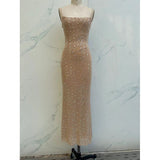 Feeling Nude Shiny Piece Hanging Dress High-End Light Luxury Niche Banquet Birthday Sexy Dress Dress Dress HZ0628