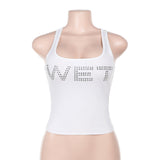 Summer 2025 New Women's Clothing Street Hot Girl Sexy Diamond Diamond Vest Top Girl DJPT
