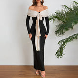 Autumn 2025 New Temperament Tender Strap With One-Word Shoulder Palping Dress Dress Woman DJPT