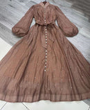 Early Spring Luxury Diamond Collar Lantern Sleeve Single Buckle Temperament Dress Dress Dress