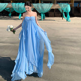 Super Fairy Beach Dress Woman 2025 New Chest Bare Back Sanya Travel Seaside Wearing A Long Dress