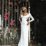 Sexy Bare Back Chain Long-Sleeved Temperament Dress Female New Hot Girl Open Fork Dress DJPT