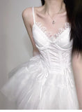 A Line Spaghetti Straps White Lace Party Dress Birthday Dresses Birthday Outfits SD1216