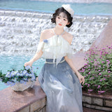 Design Wisto Yunchuan Chinese Style Improvement Han Elements Women's Blouse Half Dress Set 9204