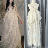 New V-Neck High-End Sling Dress Retro Niche Dress Wedding Morning Dress