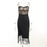 Knitted Lace Sling Dress Summer Women's Fashion Sexy Black Dress Dress DJPT