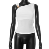 Women's Summer New Sexy Simple Solid Color Tightness Side Long Vest Woman DJPT