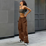 Rope Girded Casual Workwear Trousers Women Street Fashion Trend Women's Simple Loose Trousers DJPT