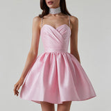 New Women's Dress Folded Slings With Dress Sexy Temperament Diamond Skirt